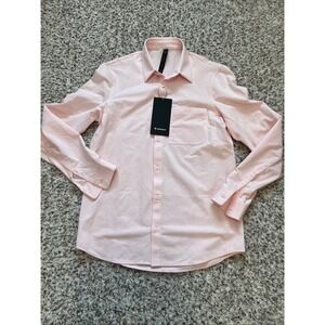 New Lululemon Commission Long Sleeve Shirt Men's Sz S Pink Cotton Blend Pocket